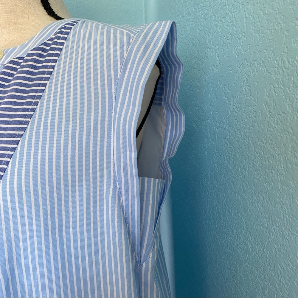 LOFT blue & white striped henley shift dress NWOT Sz. PS [c] - Picture 4 of 10
